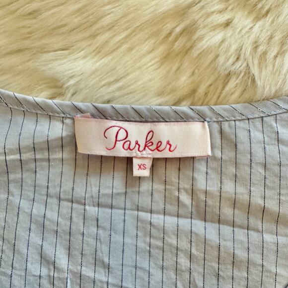 Parker Pinstripe Knotted Tie-Front Crop Top XS - Picture 6 of 12